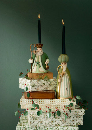 Santa Green Candle Holder