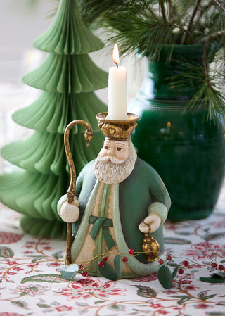 Santa Green Candle Holder