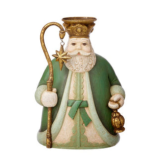 Santa Green Candle Holder