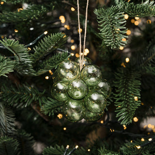 Moss Green Glass Bauble Cluster Decoration