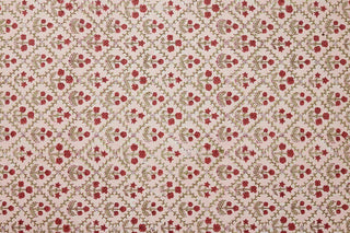 Floral Lattice Winter Red - Block Printed Wrapping Paper Sheets