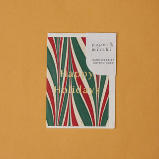 Candy Stripes Jolly Holidays - Hand Marbled Greeting Card