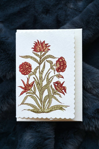 Kamal Scarlet - Block Printed Greeting Card