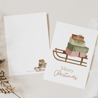 Christmas card - sleigh with gifts