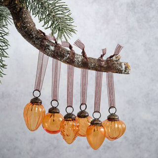 Small Mixed Design Honey Luster Glass Baubles - set of 6