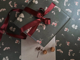 Set of 3 pieces Floral deep green wrapping paper