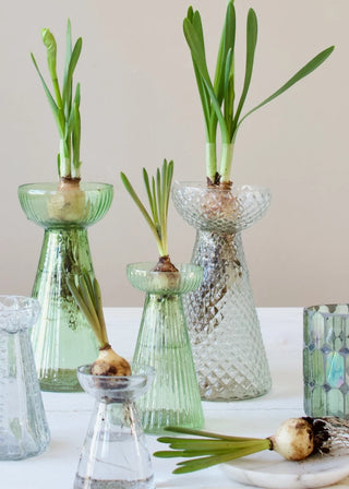 Small Green Hyacinth Glass Vase