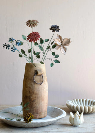 Dark Pink Zinnia Metal Flower