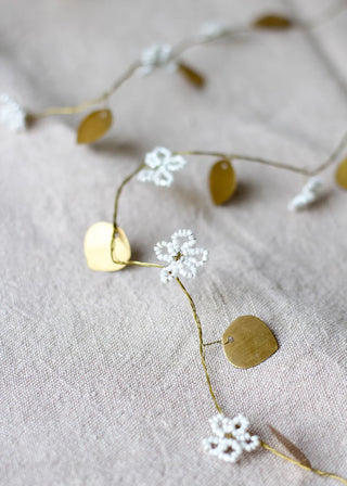 White beads flower garland