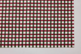 Gingham Holly Green - Block Printed Wrapping Paper Sheets
