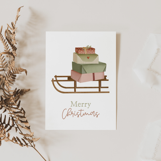 Christmas card - sleigh with gifts