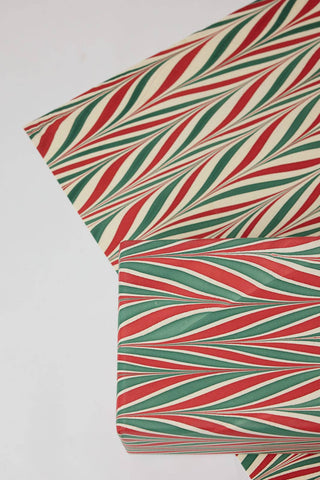 Candy Stripes Jolly - Hand Marbled Wrapping Paper Sheets