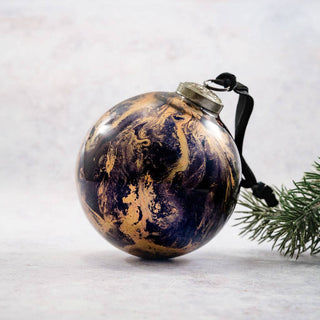 NORDIC.CHRISTMAS - Black marble glass bauble - large