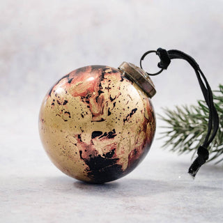 NORDIC.CHRISTMAS - Black marble glass bauble - medium