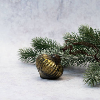 NORDIC.CHRISTMAS - Olive ribbed lantern glass Christmas ornament