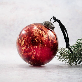 NORDIC.CHRISTMAS - Red marble glass bauble - large