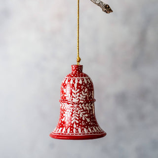 NORDIC.CHRISTMAS - Red snowflake bell Christmas ornament