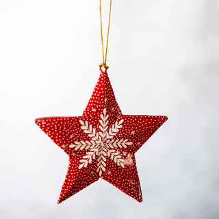 NORDIC.CHRISTMAS - Red snowflake star Christmas ornament