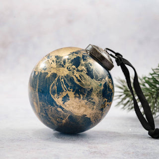 NORDIC.CHRISTMAS - Teal marble glass bauble ornament - medium