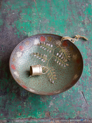 NORDIC.CHRISTMAS - Brass bell with champagne beads ornament