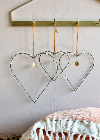 NORDIC.CHRISTMAS - Brass heart with pearl, set of 3
