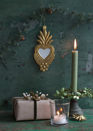 NORDIC.CHRISTMAS - Brass sacred heart mirror ornament
