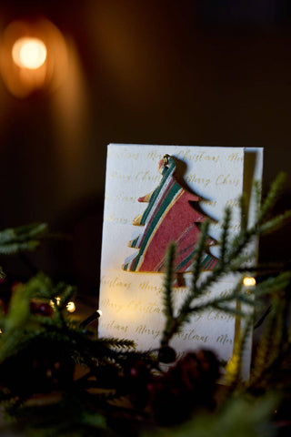 Tree Holiday Festive Merry Christmas - Keepsake Marble Ornament Greeting Card