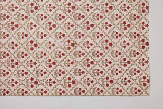Floral Lattice Winter Red - Block Printed Wrapping Paper Sheets