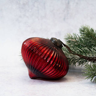XLarge Ribbed Lantern Glass Christmas Ornament
