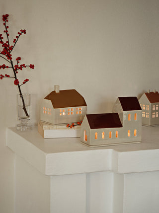 NORDIC.CHRISTMAS - Ceramic Bo candle house - paprika