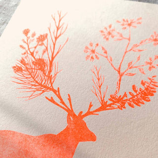 NORDIC.CHRISTMAS - Christmas card with envelope/deer/fluo orange