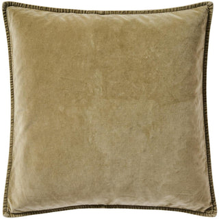 Square eucalyptus green velvet cushion cover with whipstitch edging, shown on a white background