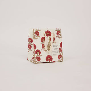 Small Block Printed Gift Bags - Winter Red