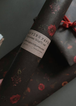 Florals on dark green Kraft Wrapping Paper