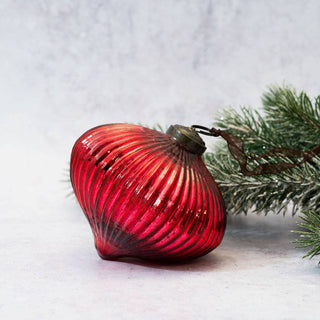 XLarge Ribbed Lantern Glass Christmas Ornament