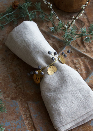 NORDIC.CHRISTMAS - Black wooden bead napkin - ring