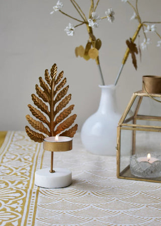 NORDIC.CHRISTMAS - Brass fern tealight holder