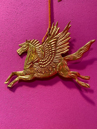 NORDIC.CHRISTMAS - Brass flying horse ornament