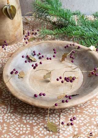 NORDIC.CHRISTMAS - Brass oak & merlot berries beads garland