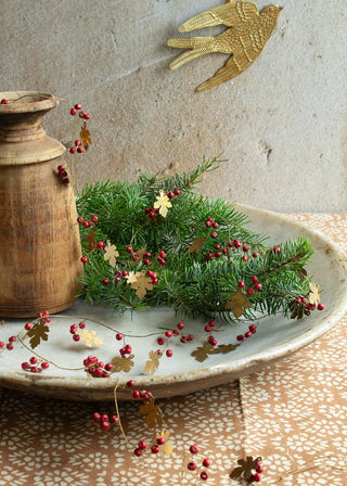 NORDIC.CHRISTMAS - Brass oak & red berries beads garland