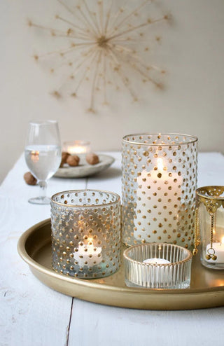 NORDIC.CHRISTMAS - Dot gold glass tealight holder