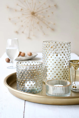 NORDIC.CHRISTMAS - Dot gold glass tealight holder