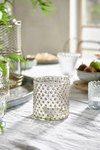 NORDIC.CHRISTMAS - Dot gold glass tealight holder