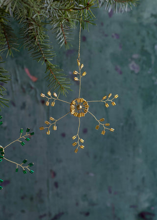 NORDIC.CHRISTMAS - Gold beads snowflake ornament