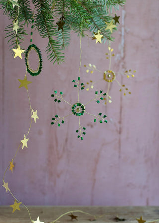 NORDIC.CHRISTMAS - Green beads snowflake ornament