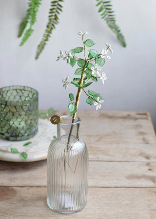 NORDIC.CHRISTMAS - Green glass & white beads flower