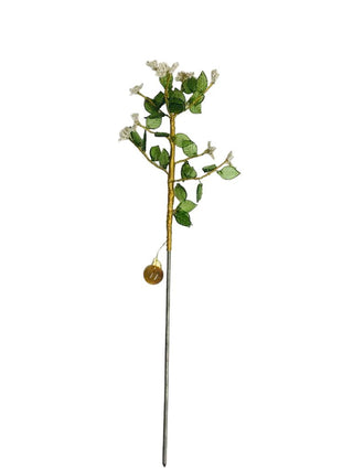 NORDIC.CHRISTMAS - Green glass & white beads flower