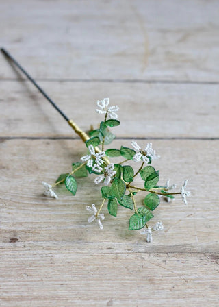 NORDIC.CHRISTMAS - Green glass & white beads flower