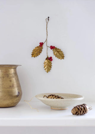 NORDIC.CHRISTMAS - Holly berry with red wooden beads