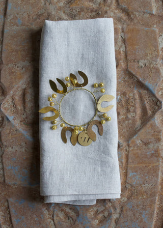 NORDIC.CHRISTMAS - Mistletoe gold beads napkin - ring